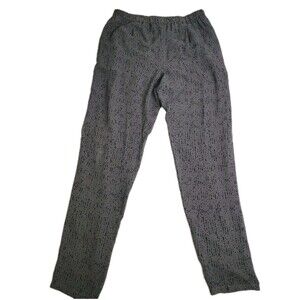 Eileen Fisher 100%‎ Silk Pants Elastic Waist Side Pockets Green Black Sz S